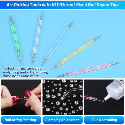 Cridoz Clear Jewelry Glue With Precision Tip For Rhinestones And Crafting 3.7 Fl Oz Multi Purpose Adhesive with dotting tools