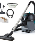 3 Gallon Bagged Canister Vacuum For Home And Shop Lightweight With Powerful Suction Includes 3 Cleaning Tools And Washable Filter Great On Hard Floors Carpets And Pet Hair next to accessories, vacuum bags, and hose