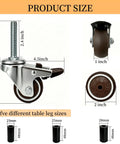 Slick Heavy Duty 2 Inch Caster Wheels Set Of 4 With Locking Expanding Stem and Quiet TPR Rubber Casters Featuring Smooth Swivel Brakes for Furniture Moving - size chart with dimensions.