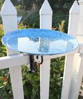 Deck Mounted Bird Bath Bowl For Garden Yard Decor Heavy Duty Solid Metal 12 Inch Rust Proof Water Basin on fence with water
