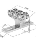 Six-Wheel Hoist Trolley For PA200-1000 Electric Hoist, Unistrut One To Five Eighths Inch Wide Channel And Taller, side view with dimensions