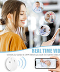 Visible Ceiling Mount Indoor WiFi Camera 1080P HD for Baby Pet Elderly Monitoring, woman watching feed on phone