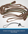 Ape Canyon Outfitters 3 Step Aider For Hunters And Arborists Lightweight Tree Climbing Tool Made In USA Coyote coiled on floor.