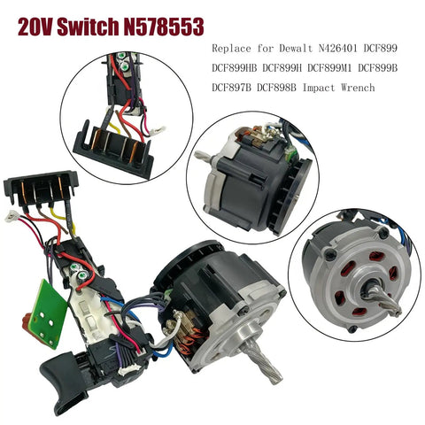 Motor And Switch Assembly Replacement Kit For 20V Impact Wrench DCF899 Series And DCF897B DCF898B Models, detailed view