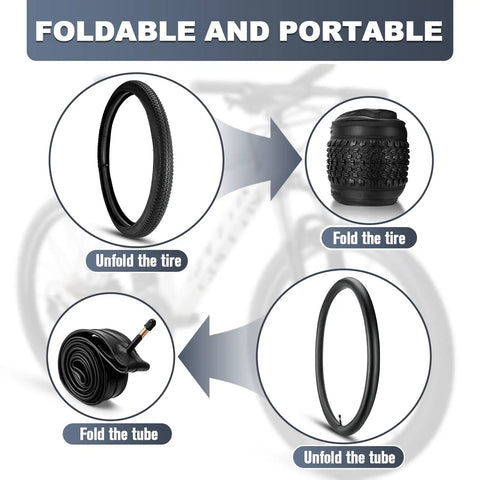 Two Pack 26x1.95 Mountain Bike Tires With Tubes And Tire Levers Puncture Resistant 26 Inch MTB Tire Kit foldable view