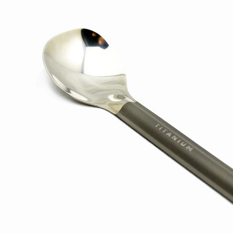Ultralight Titanium Long-Handle Spoon With Polished Bowl For Trail-Ready Hiking, Camping, And Backpacking, 8 5/8 Inch Reach