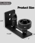 2 Pack Barn Door Floor Guides With Felt Strips For Quiet Smooth Operation Bottom Roller Guides For Flush Mounted Doors Durable POM Nylon Rollers For Ultra Wear Resistance Anti Noise And Touch 8 Roller Configurations Includes Expansion Bolts Black shown with dimensions