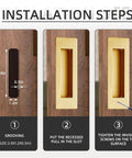 Installation steps for 4.72 Inch Recessed Finger Flush Pull Handles For Pocket Doors Sliding Doors Closets And Barn Doors Hardware Brushed Gold Finish 2 Pack Built To Last Heavy Duty Stainless Steel With Smooth Edges Easy Install And Rust Resistant Design