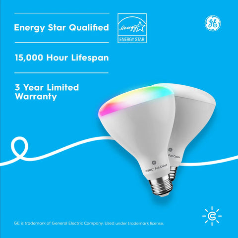 Color Changing BR30 LED Flood Light Bulbs Four Pack, WiFi Smart Bulbs For Home, Energy Star, 15,000 Hour Lifespan