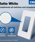 Matte White Screwless Wall Plates 8 Pack 1 Gang Outlet Covers and Switch Plates displaying texture and features