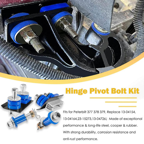 Engine Hood Hinge Pivot Bolt Kit With Truck Hood Bumper And Hood Roller Bushings For 357 377 378 379 Models Replaces 13 04154 13 04164