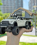 F150 Diecast Pickup Truck For Kids Ages 4-8 with Sightseeing Cabin, Pull Back Car, Light, Sound, Zinc Alloy, Durable, Realistic, White.
