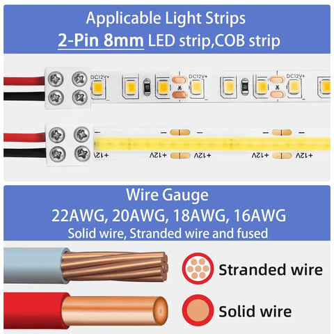 Forty Pack 2 Pin 8mm LED Strip Connectors Solderless Screw Terminal Wire To Strip Connector applicable light strips image