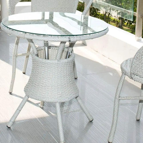 Round Tempered Glass Table Top 18 Inch Thick Three Eighths Inch with Flat Polished Edge on outdoor patio table