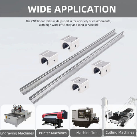 Wide application of Two Piece SBR12 Linear Rail Guide Set 800mm Rails With Four SBR12UU Bearing Blocks for CNC Machines
