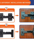 Heavy Duty 90 Degree Gate Latch With Padlock Hole for Barn Doors Fences Cabinets and Windows shown in two installation methods