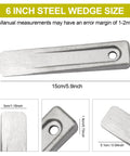 6 Inch Steel Wedge For Setup And Leveling In Welding Planers Shapers Milling Machines And Similar Equipment High Precision Durable Steel Wedge For Pipe Fitting Alignment And Assembly 1 Pack, showing dimensions.