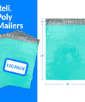 Teal Poly Mailers 19x24 Inch 110 Pack Non Padded Self Sealing Shipping Bags For Clothing, shown stacked and single