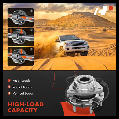 Two Front Wheel Bearing And Hub Assembly With ABS For 2002 2009 Chevy Trailblazer in sand dunes showcasing high-load capacity
