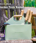 Metal Garden Tool Organizer Caddy With Four Compartments And Wooden Handle For Indoor And Outdoor Use Grab And Go Ready