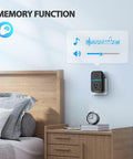 Self-Powered Wireless Doorbell With Extra Socket No Battery Fuss, IP66 Waterproof, mounted on bedroom wall next to a bed.