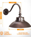 Bronze 14 Inch Gooseneck Barn Light LED Fixture For Indoor Outdoor Use With Photocell Super Bright Swivel Head 42W