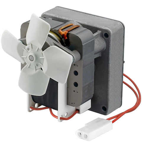 Heavy-Duty 2.0 RPM Auger Motor Replacement For Universal AC Pellet Grills showing fan blades and wiring