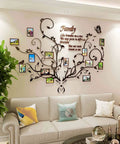 Antler Themed Family Tree Wall Art For Living Room With 3D Removable Picture Frame Collage, DIY Acrylic Stickers Featuring A Deer Head