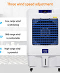 No Fuss Portable Evaporative Air Cooler, 3 Speed Swamp Cooler With Digital Timer And Deep Water Fill Tank showing fan speed settings.