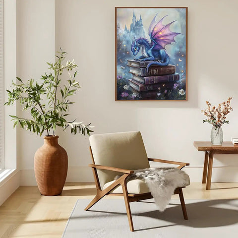 Living room with Dope Dragon Diamond Painting Kit For Adults 5D Full Drill DIY Diamond Art Set, dragon art on wall, 12x16 inch