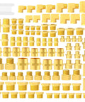 Brass Pipe Fittings 104 Piece Assortment Kit with reducing adapters, hex nipples, couplings, elbows, bushings, and plugs displayed