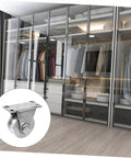 Stainless Steel Sliding Door Rollers Set For Heavy Duty U Groove Tracks With Double Bearings, installed on a wardrobe cabinet