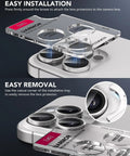 Rugged Camera Lens Protector For iPhone 17 16 And 16 Plus With 9H Tempered Glass And Aluminum Frame installation demonstration