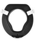 Top view of 4 Inch Soft Raised Toilet Seat With Lid For Easy Sit Down And Stand Up Handles Included, 300 Lb Capacity, Black