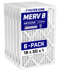 Six Pack 18x20x1 MERV 8 Air Filter For Home HVAC Dust And Allergen Control Pleated Electrostatic Design Made In USA