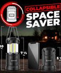 Portable LED Camping Lantern With Battery Power, Magnetic Base And Foldable Hook For Emergency Prep, size comparison with phone.