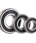 Heavy Duty Washer Tub Bearing Replacement Kit With Double Lip Shaft Seal For Top Load Dryers Replacing Wh45x10071 Includes Precision Abec5 Bearings showcased in three sizes.