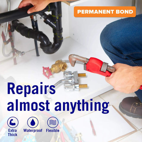 Heavy Duty Marine Grade Leak Stopping Tape, 15 Ft By 4 In, Waterproof Patch in use under sink repairing pipes