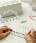 Two Pack 12 Inch Ruler And 6 Inch Clear Protractor Set For Math And Geometry, Classroom And Home Office Gear, person drawing