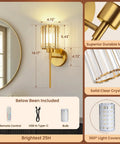 Two Pack Crystal Rechargeable Wireless Wall Sconces Featuring Brushed Gold Finish With Adjustable Dimming Remote And Multi Hue Settings Built For Super Quick Mounting And Zero Wiring Hassles Ever, 14.17 inch height, K9 crystal.