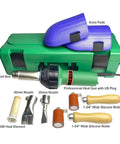 110V 1600W Hot Air Welder Gun For Plastic Repairs And DIY Projects with tool box, nozzles, rollers, and knee pads
