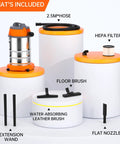 Heavy Duty Wet Dry Vacuum 10 Gallon With 8 Peak HP Monster Suction Power and attachments including HEPA filter and hose