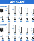 Size chart for M3 Screw Kit With 1600 Pcs 12.9 Grade Alloy Steel Hex Socket Button And Cap Head Screws, nuts, and washers