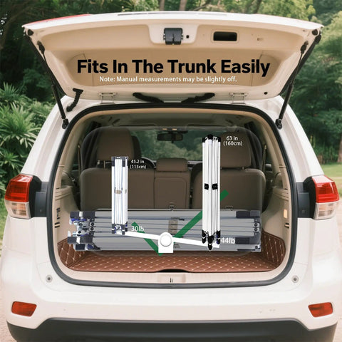 Pop Up Gazebo Instant Portable Canopy Tent 10x10 Black With Four Sidewalls in car trunk showing portability and ease of transport.
