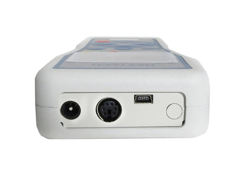Digital Force Gauge 500 Newtons Capacity With Peak And Track Mode For Tension And Compression Readings Internal Memory Hold Function High Accuracy Zero Point Two Percent 500 N Great For Lab Shop And Field Testing rear ports and connector view