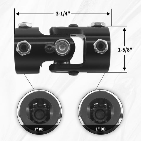 One Inch Double D Steering Universal Joint Shaft Black 83mm Long U Joint For Automotive And Industrial Use showing dimensions