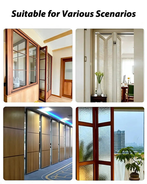 Heavy Duty Bifold Sliding Door Hardware Kit For Closets Features Smooth Glide Rollers Plus 3mm Aluminum Rails Supporting 150kg Max Load Rust Proof Build Custom Cuts Fit Any Opening Saving Real Dough On Repair Bills By Choosing Tough Gear Today installed on bifold closet doors