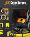 Pro-Grade Sewer Camera Kit With 100 Ft Cable And 4.3 Inch HD Screen 23mm Endoscope With 12 LED Lights 8500mAh Battery Portable Drain Inspection Tool For Plumbers And Homeowners, 4.3-inch IPS screen