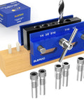 Self Centering Doweling Jig Kit for Pro Grade Results, Perfectly Straight Holes, Biscuit Joiner Set With 6 Drill Guide Bushings