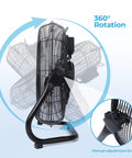18 Inch High Velocity Floor Fan With Remote Control, 8 Speeds, Quiet BLDC Motor, Tilt Head, Metal Housing, 360° Rotation